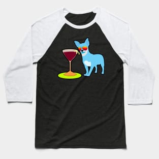 Blue Chihuahua and Champagne Baseball T-Shirt